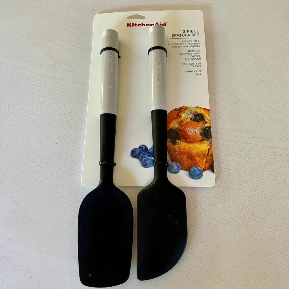 KitchenAid Black and Gray Beige 2 Piece Spatula Duo Set